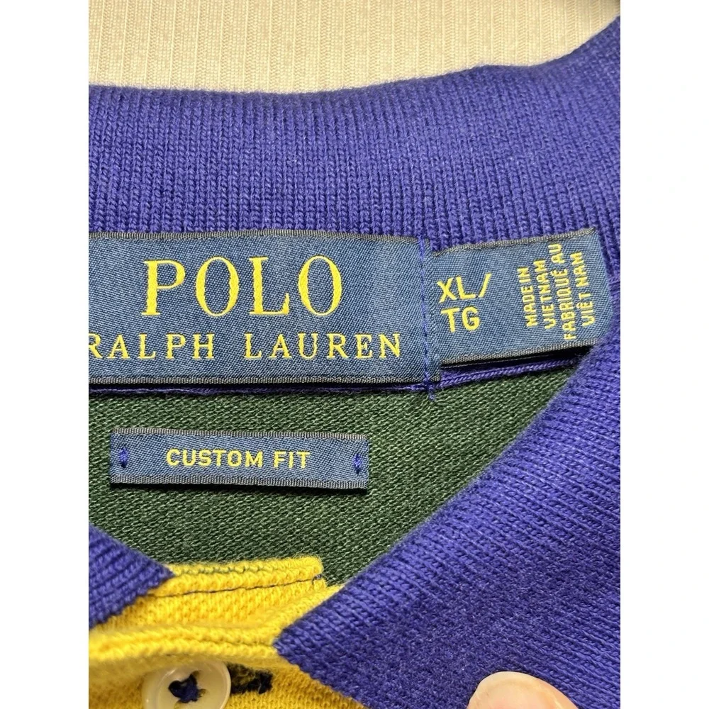 Polo Ralph Lauren Multi Striped 100% Cotton Mesh Polo Shirt Men's XL